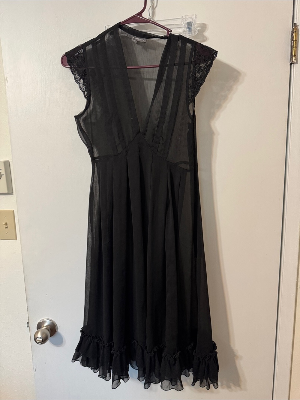 Sheer Black Sleeveless V-Neck Midi Dress